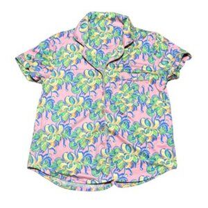 Lauren James Pink Floral Button Up Pajama Top Women's Medium
